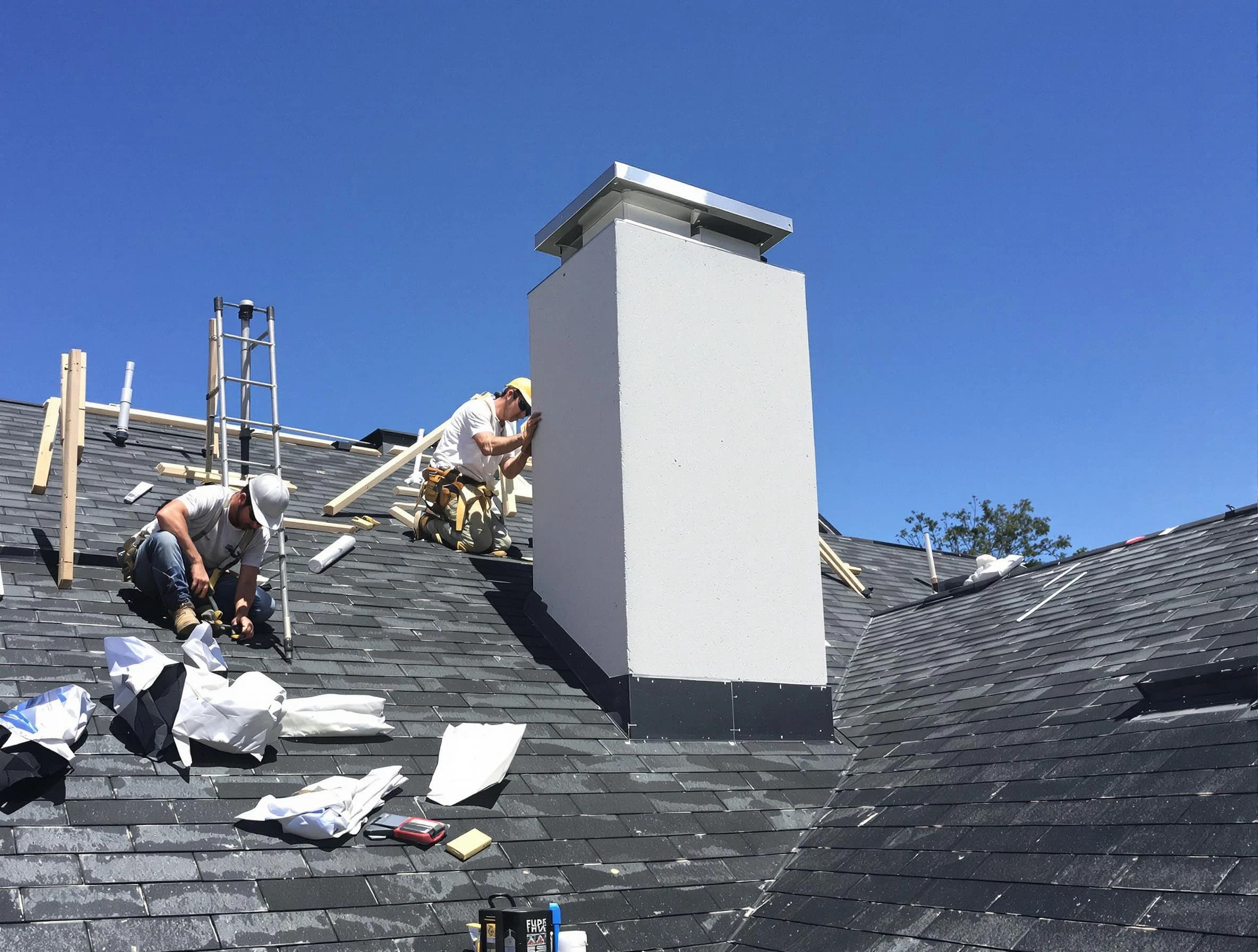 Locust Grove Chimney Sweep crew installing a new chimney in Locust Grove, GA