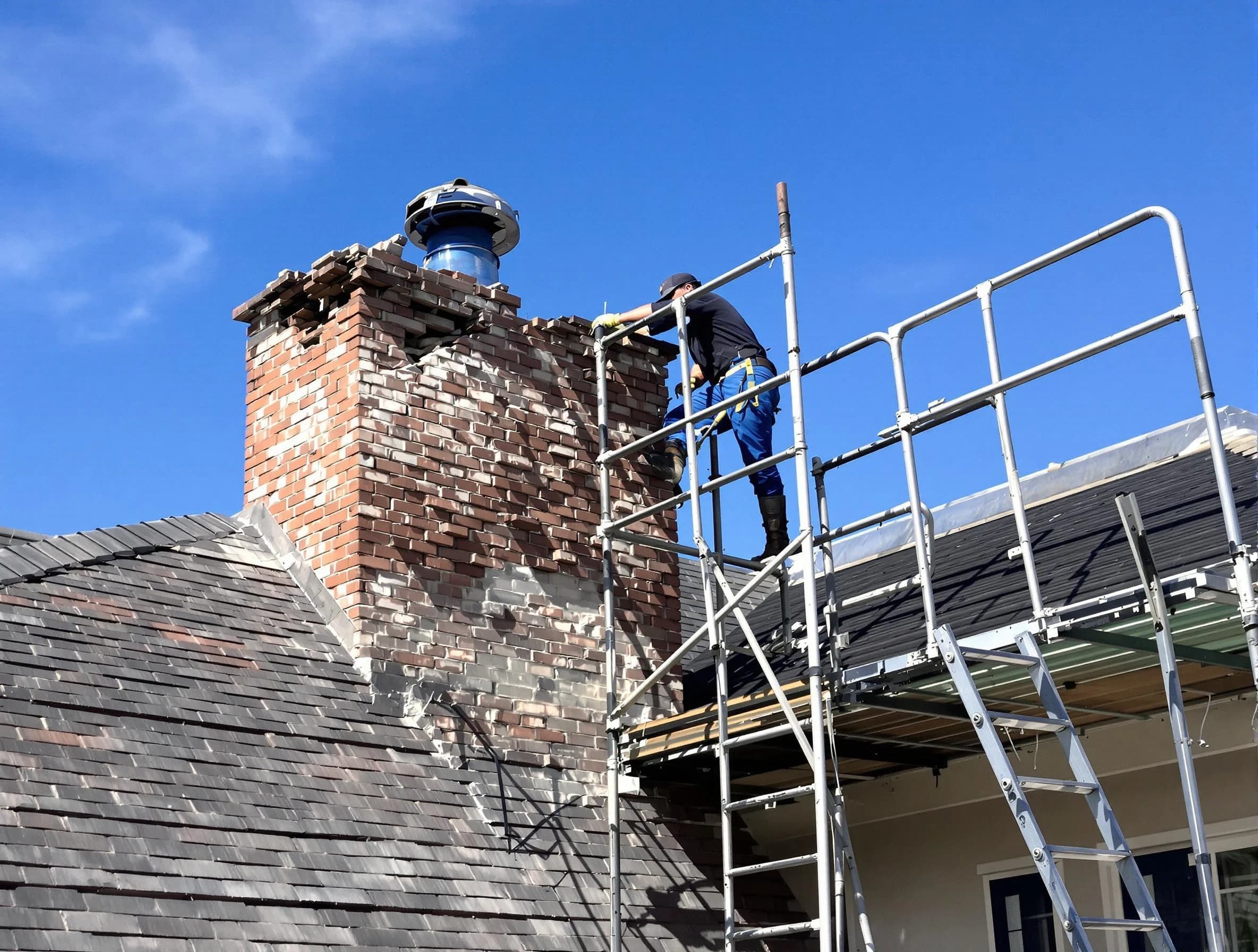 Rebuilding a chimney structure by Locust Grove Chimney Sweep in Locust Grove, GA