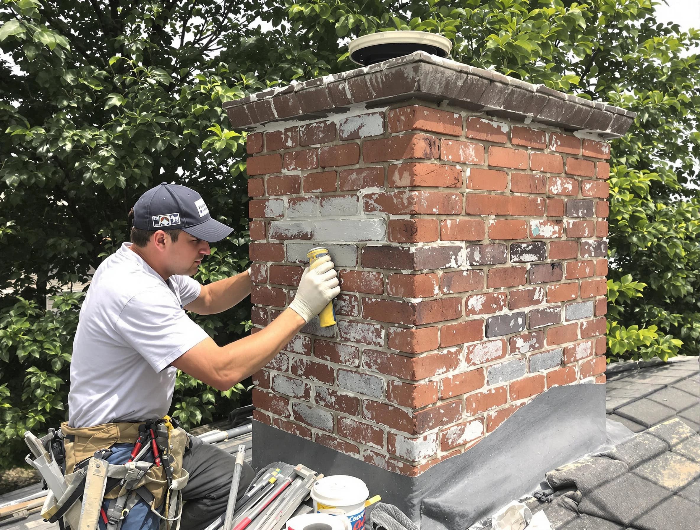 Locust Grove Chimney Sweep restoring an aging chimney in Locust Grove, GA