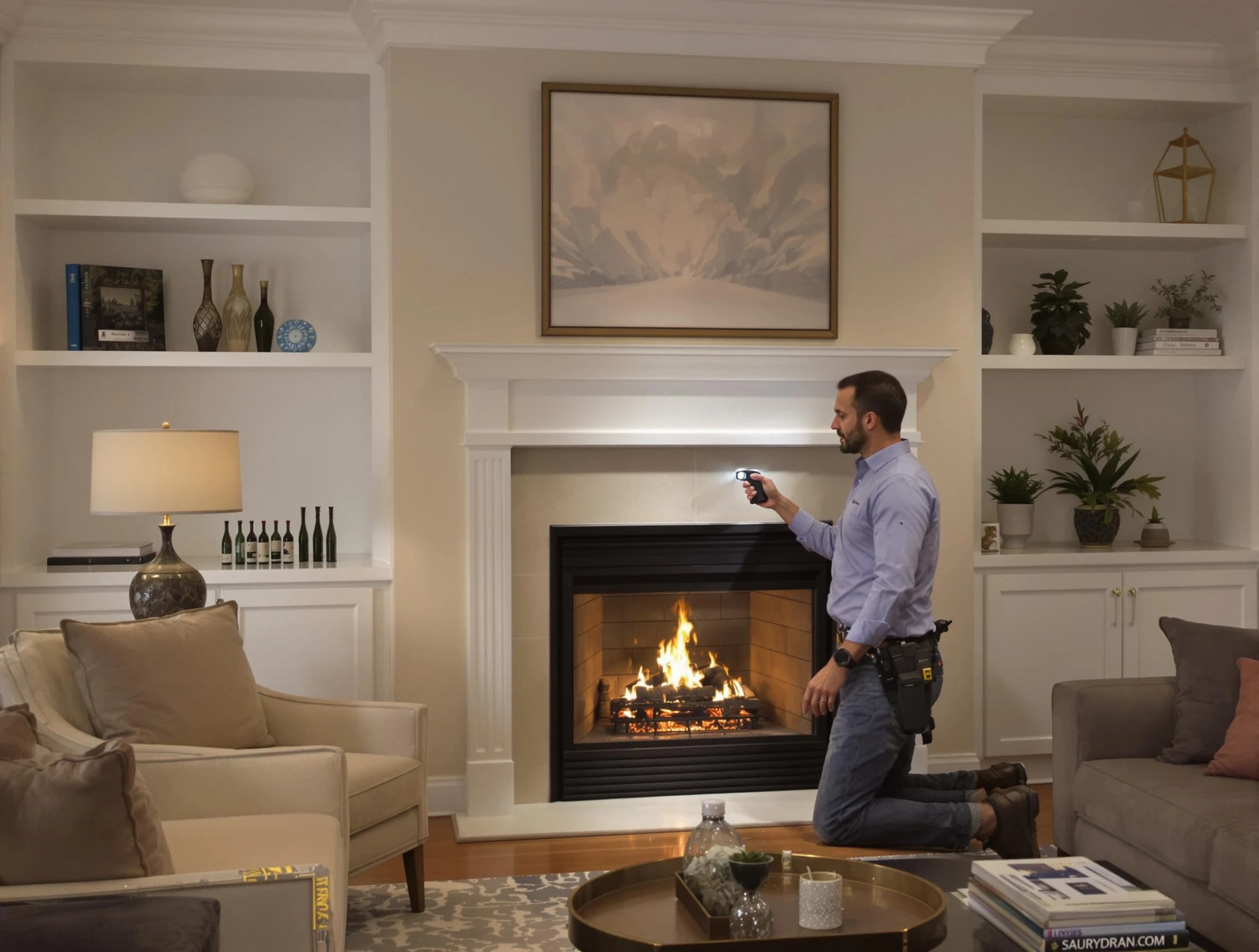 Locust Grove Chimney Sweep conducting a fireplace safety inspection in Locust Grove, GA