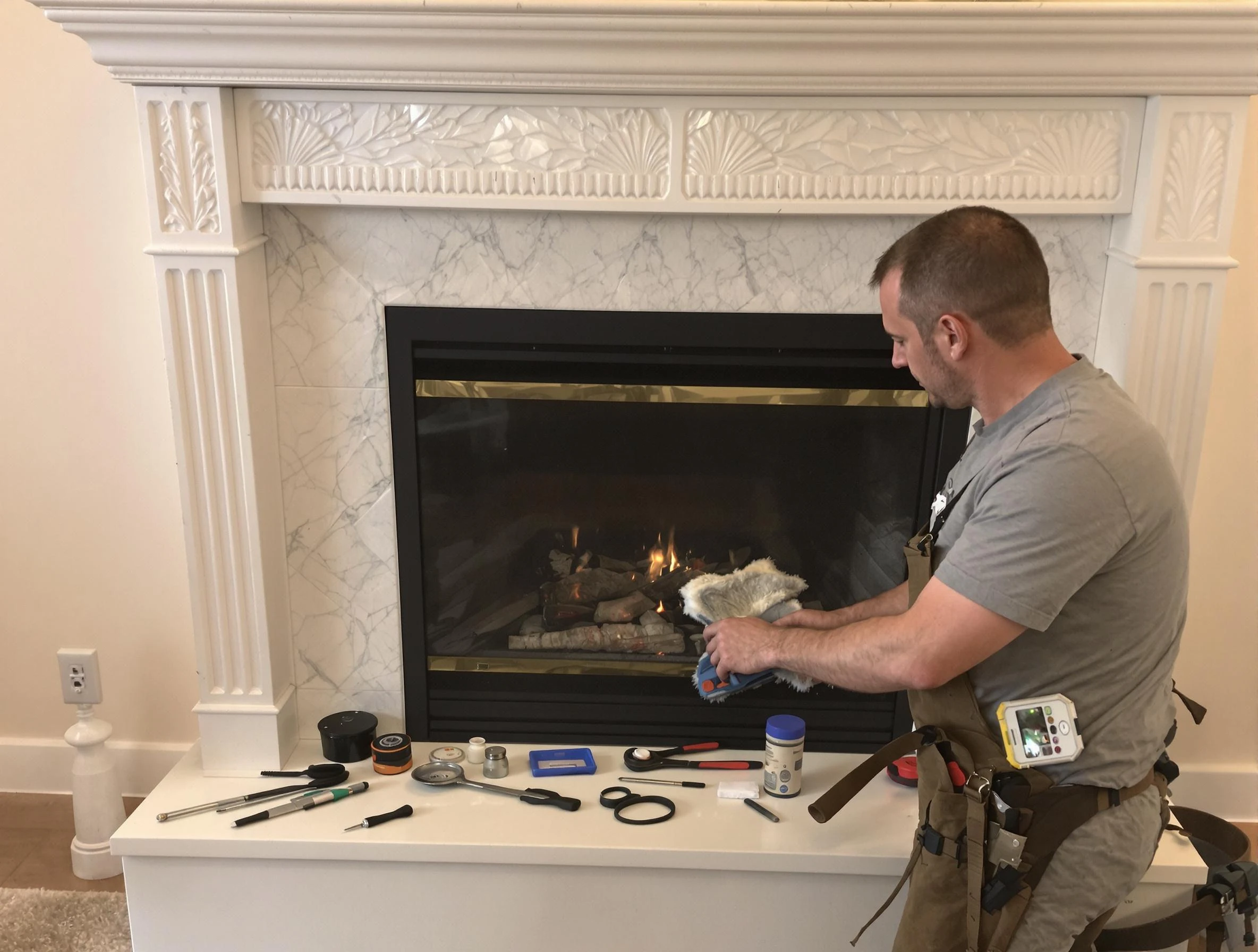 Locust Grove Chimney Sweep performing fireplace maintenance in Locust Grove, GA