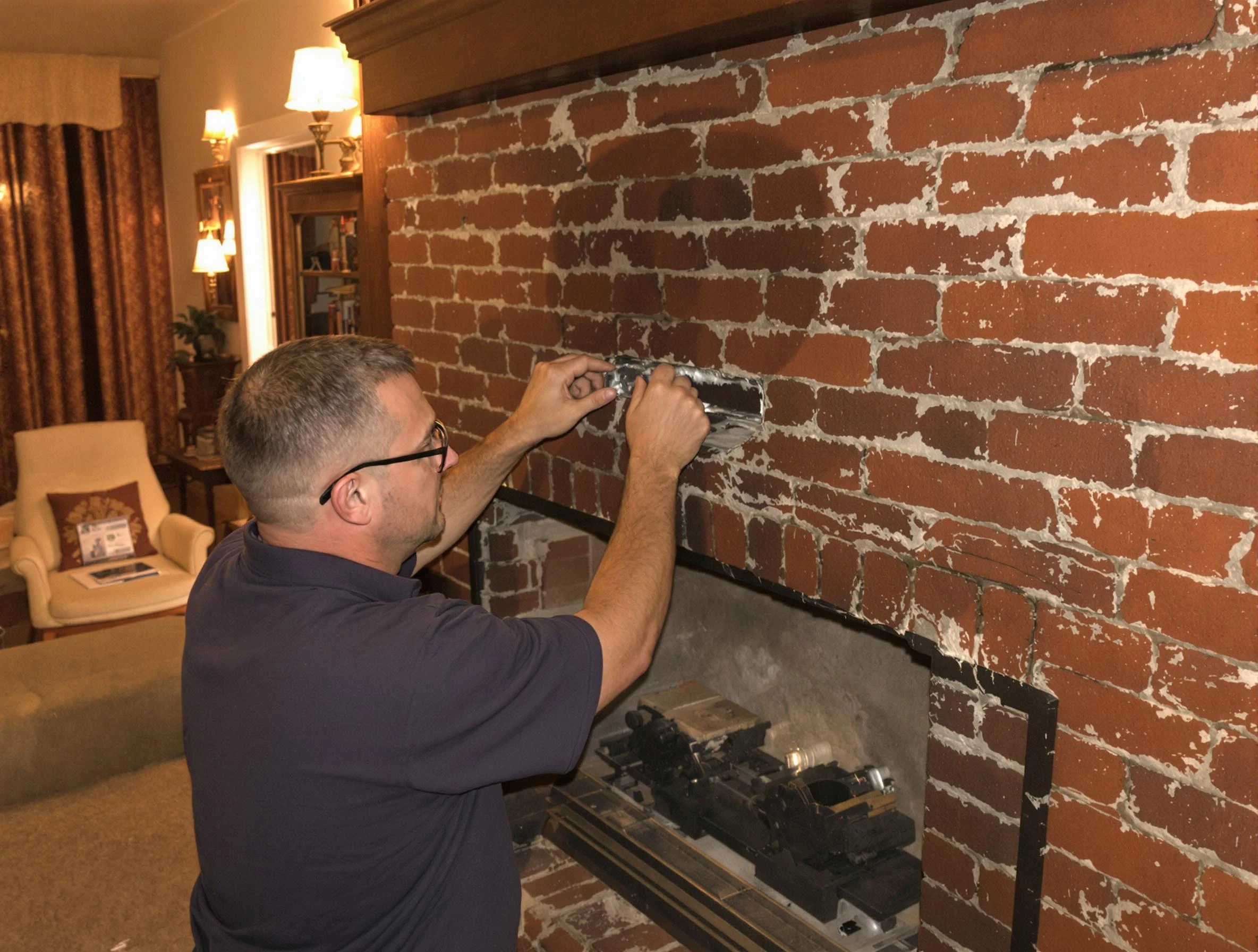 Locust Grove Chimney Sweep expert fixing a fireplace in Locust Grove, GA